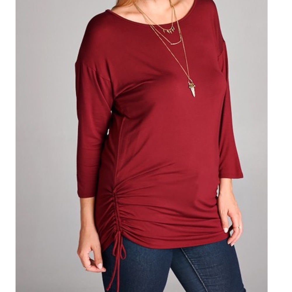 Plus Size Side Shirring Tunic Top